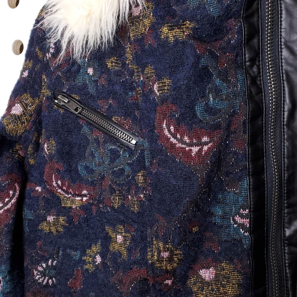 NEW Free People Faux Fur Jaquard Paisley Coat - Picture 8 of 9